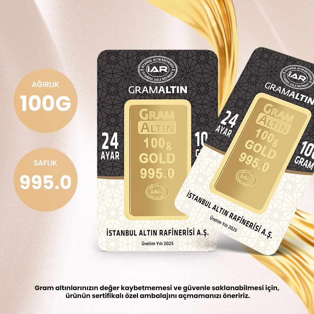 100 Gram 24 Ayar Külçe Altın 