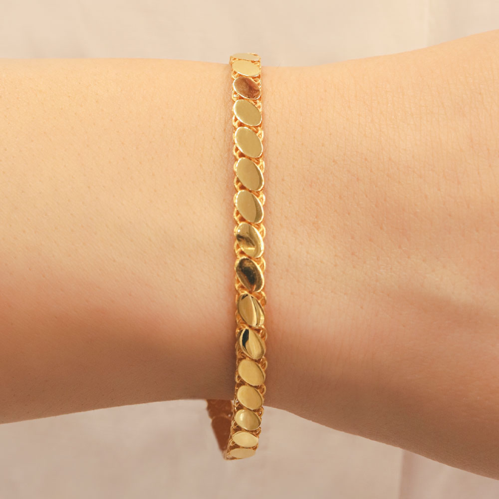 14 Ayar Altın 22 Ayar Görünümlü Arpa Bilekli