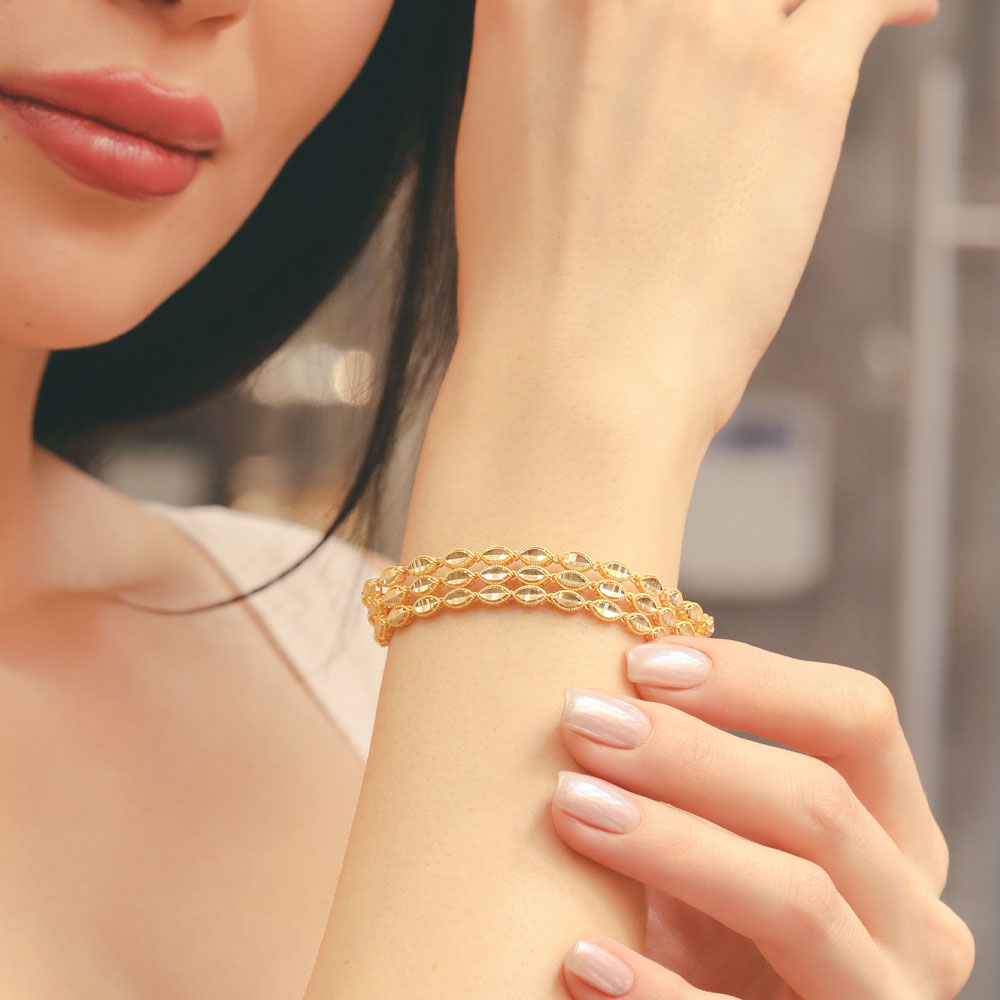 14 Ayar Altın 3 Sıralı Oval Halkalı Bileklik