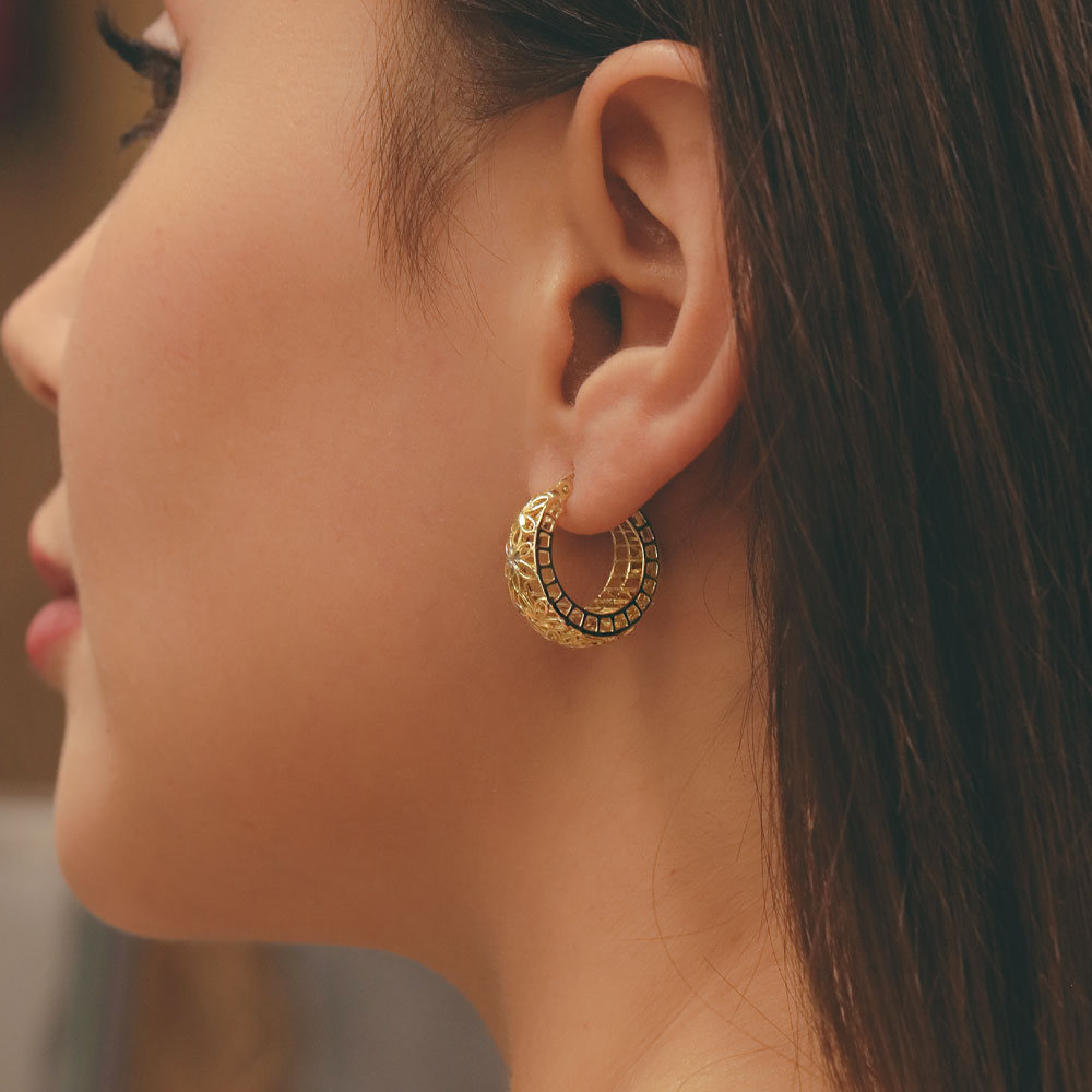 14 Ayar Altın Ajurlu Fantezi Halka Küpe