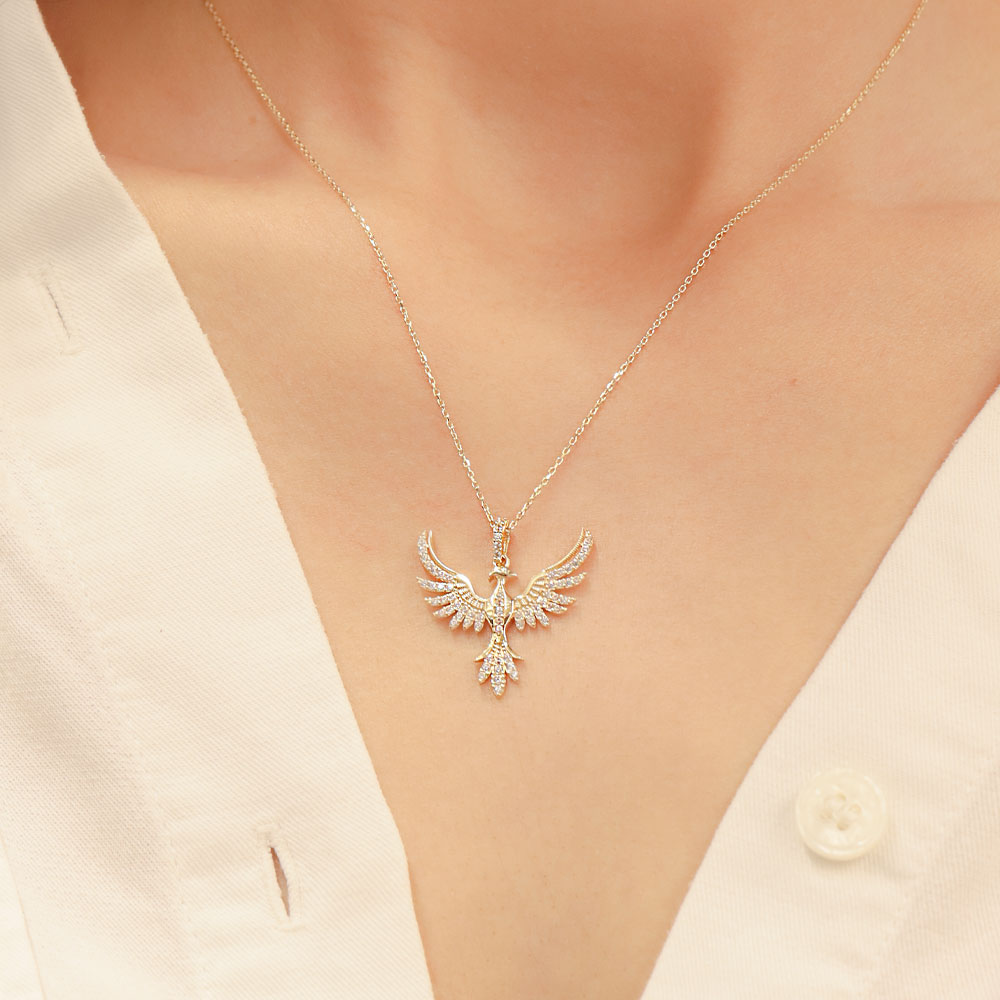 14 Ayar Altın Anka Kuşu Kolye