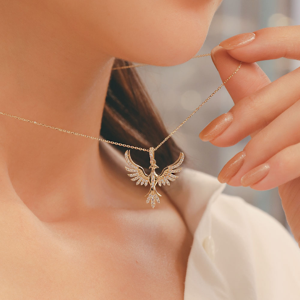 14 Ayar Altın Anka Kuşu Kolye