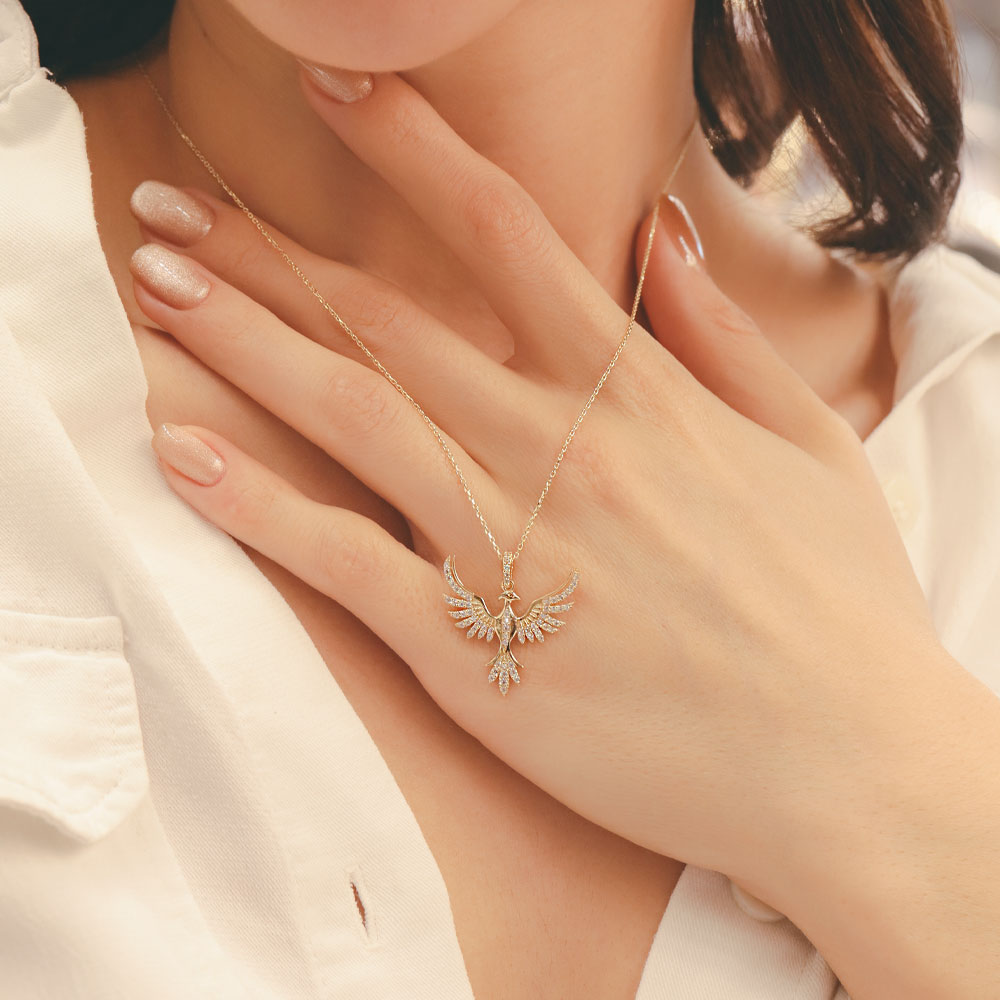 14 Ayar Altın Anka Kuşu Kolye