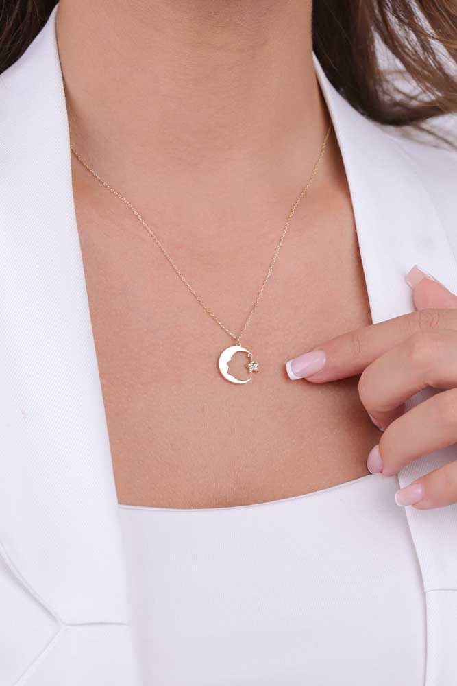 14 Ayar Altın Atatürk Silüeti Kolye