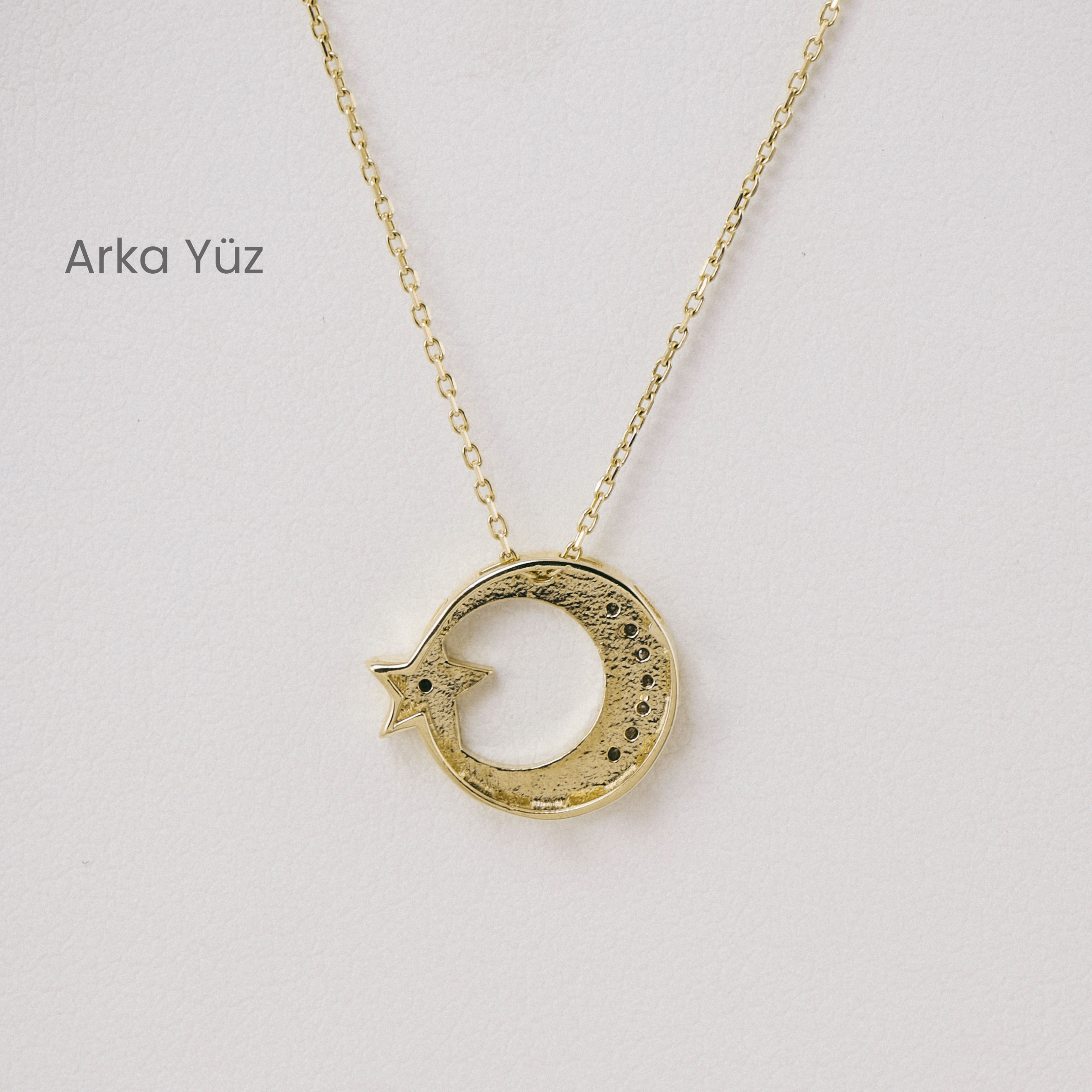 14 Ayar Altın Ay Yıldız Kolye