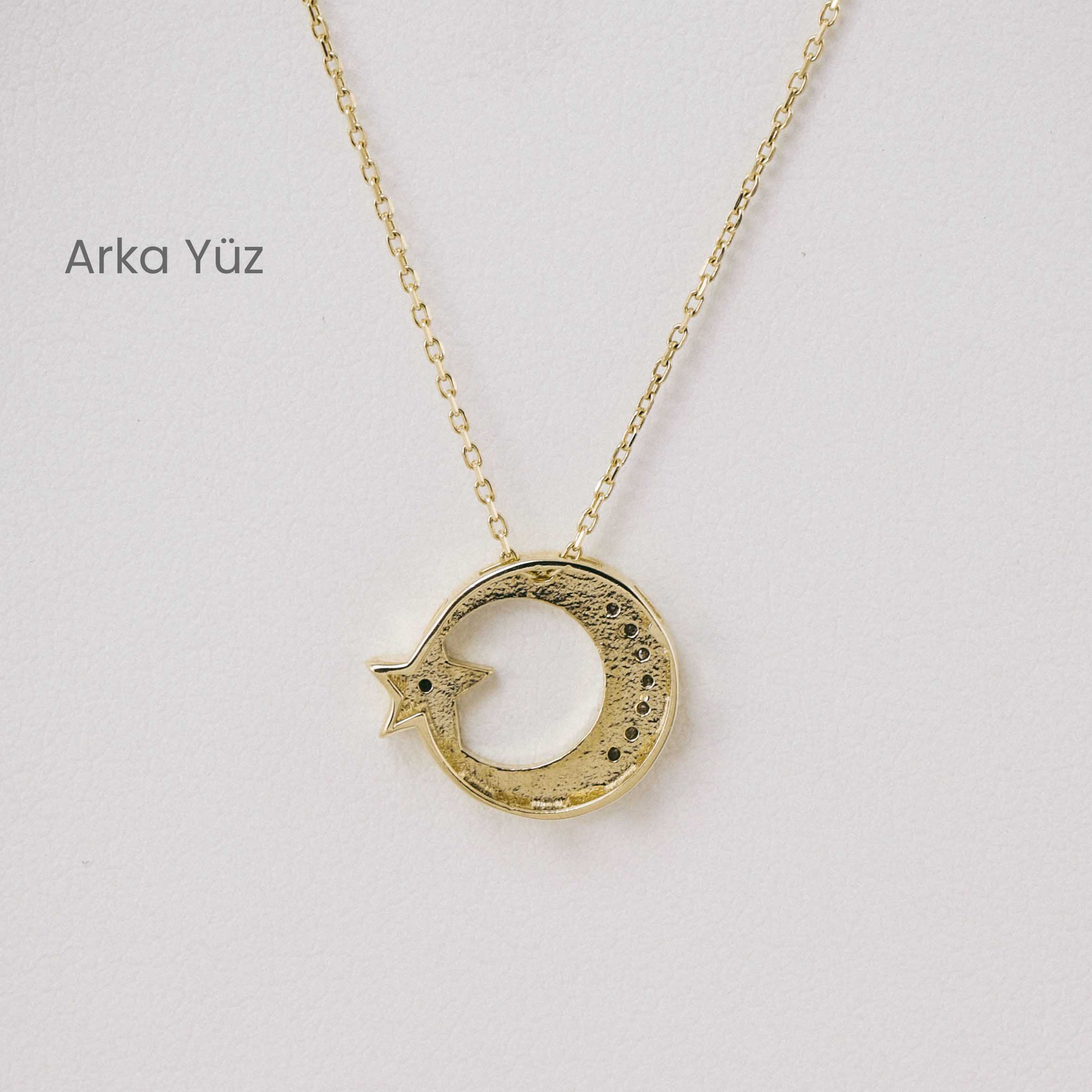 14 Ayar Altın Ay Yıldız Kolye