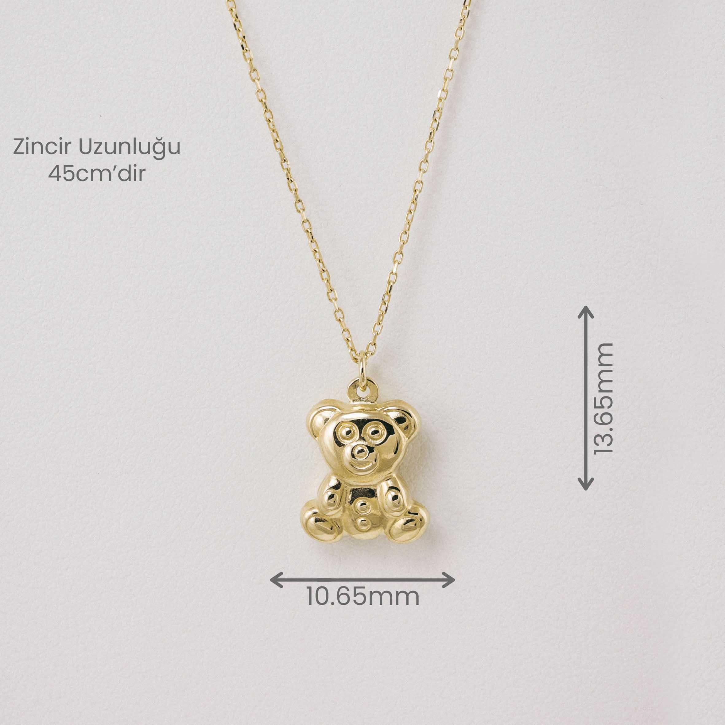 14 Ayar Altın Ayıcık Figürlü Kolye