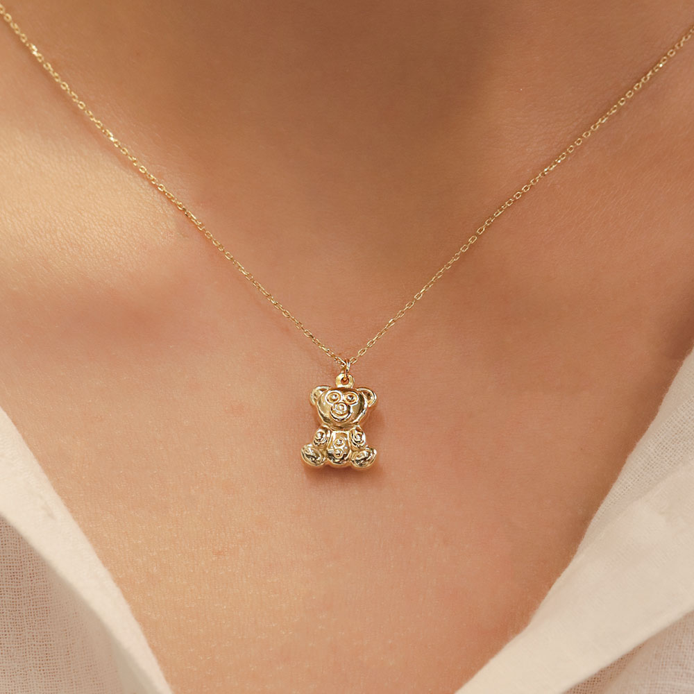 14 Ayar Altın Ayıcık Figürlü Kolye