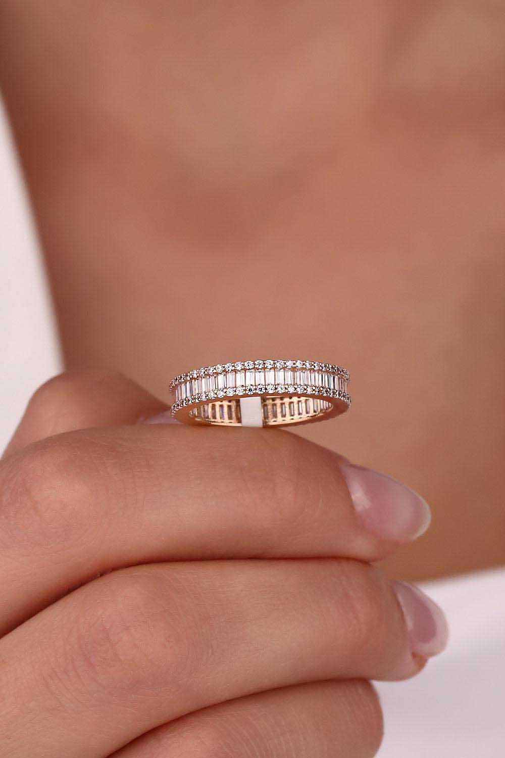 Baget Yüzükler 14 Ayar Altın Baget Taşlı Tamtur Yüzük