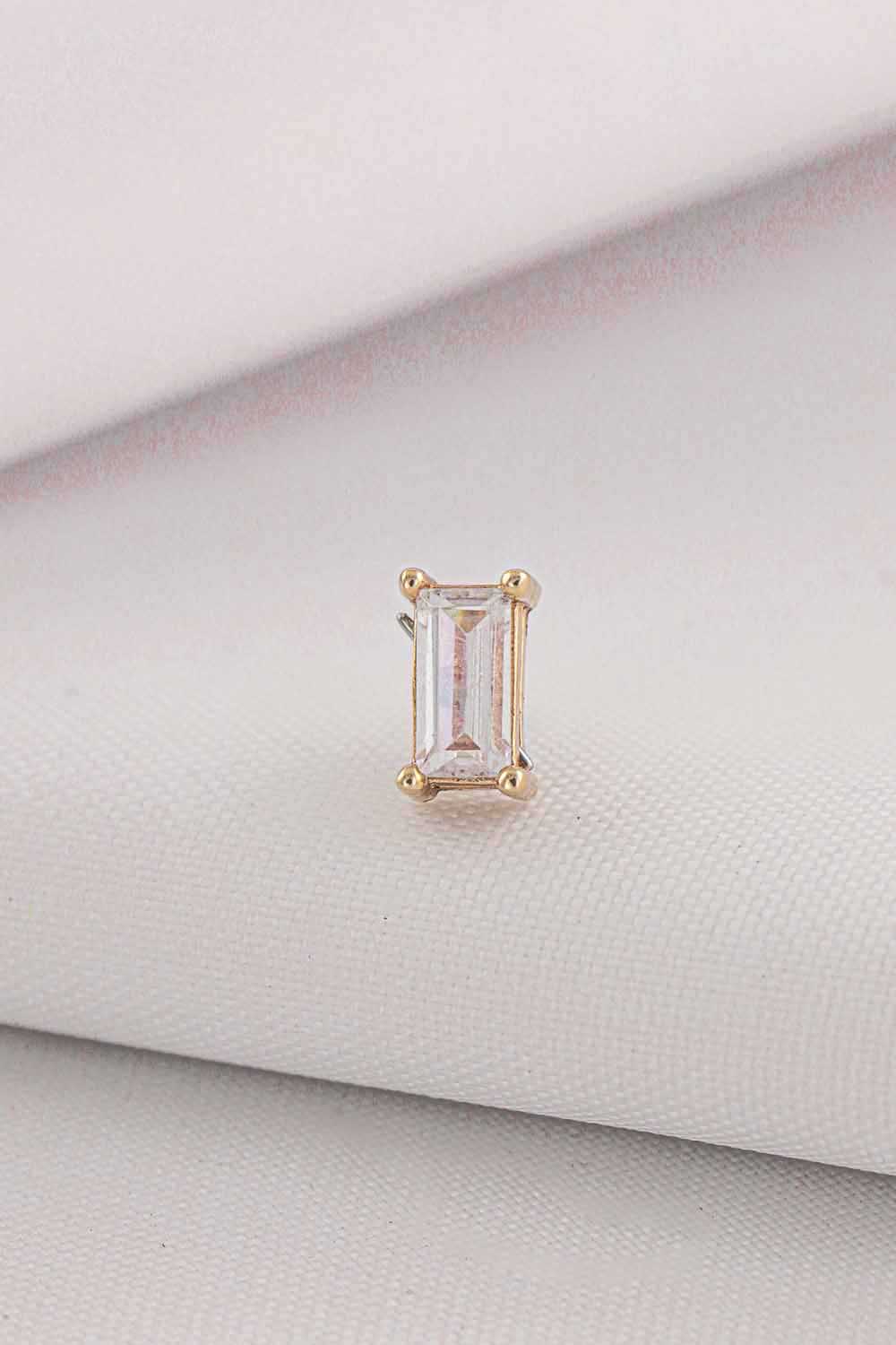 14 Ayar Altın Baget Taşlı Tragus Küpe