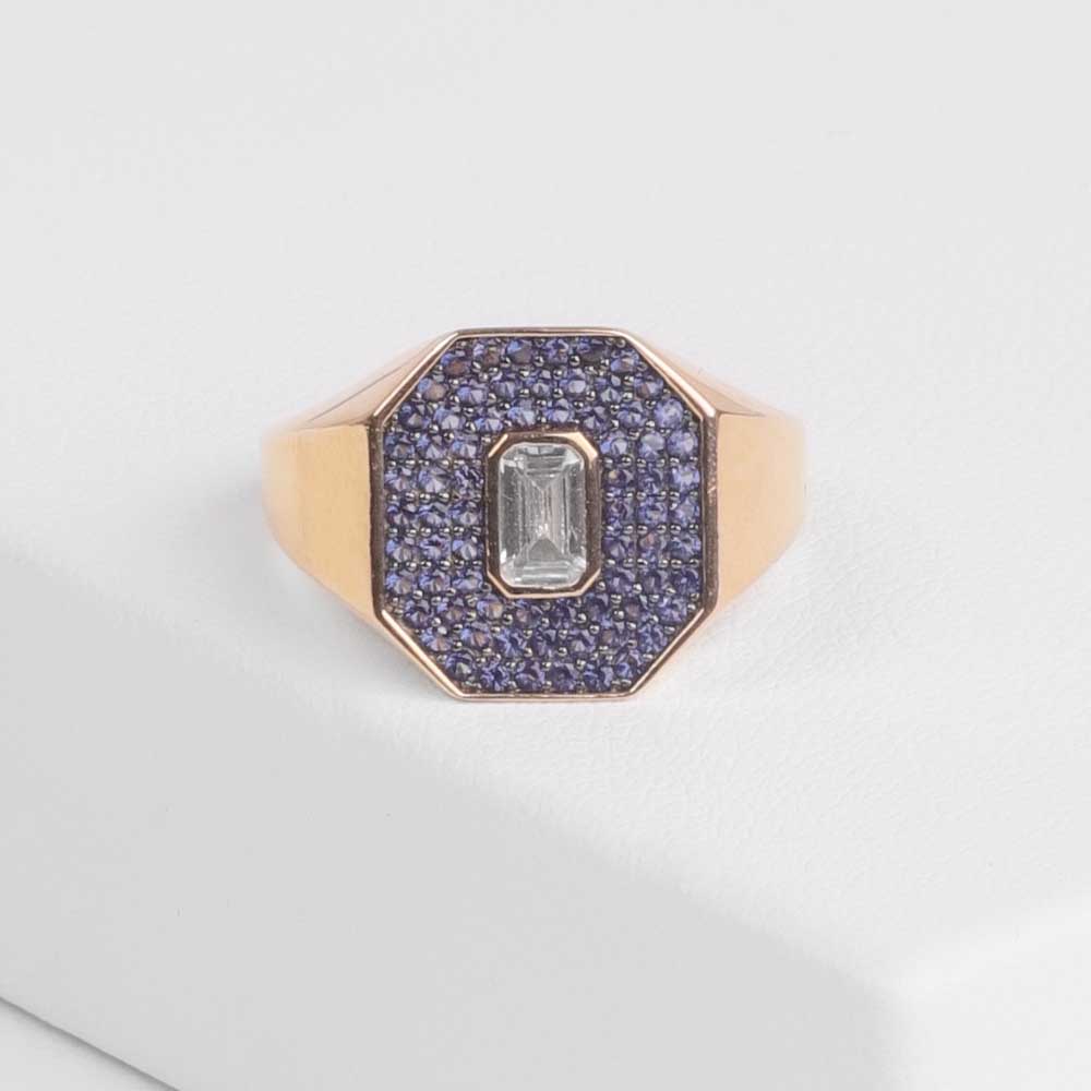 14 Ayar Altın Baget Taşlı Yüzük