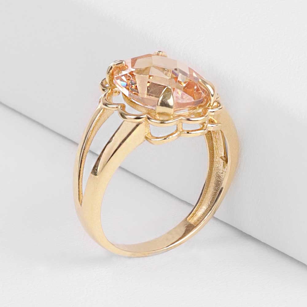 14 Ayar Altın Bal Rengi Taşlı Vintage Yüzük