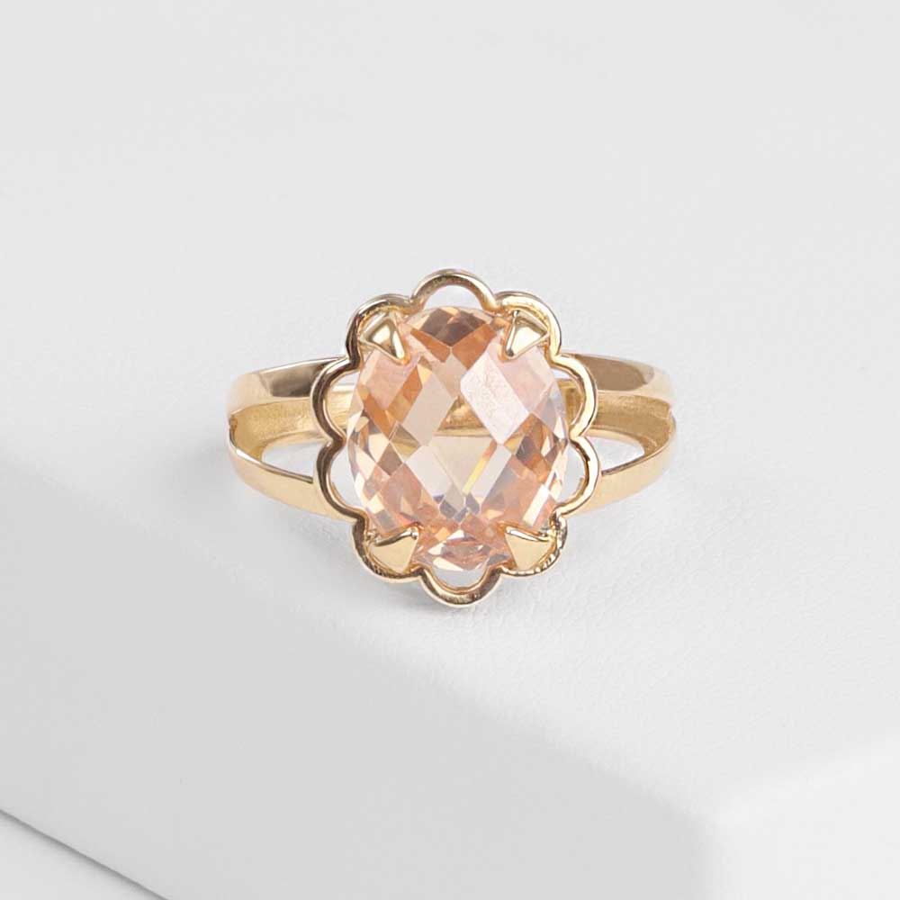 14 Ayar Altın Bal Rengi Taşlı Vintage Yüzük