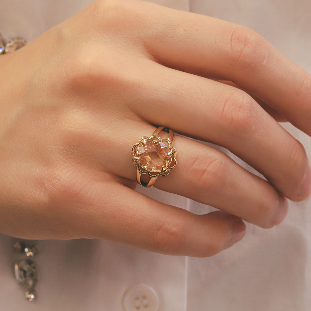 14 Ayar Altın Bal Rengi Taşlı Vintage Yüzük