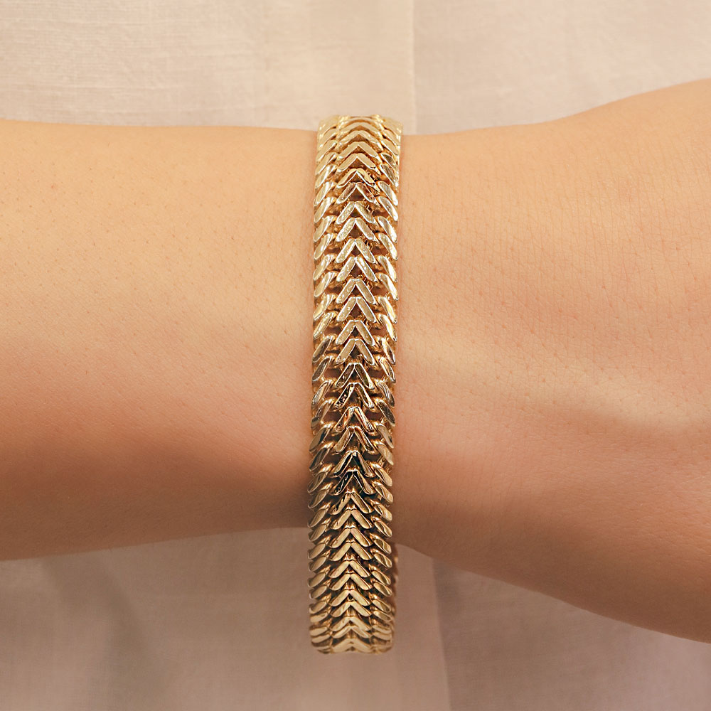 14 Ayar Altın Balık Sırtı Desenli Bileklik