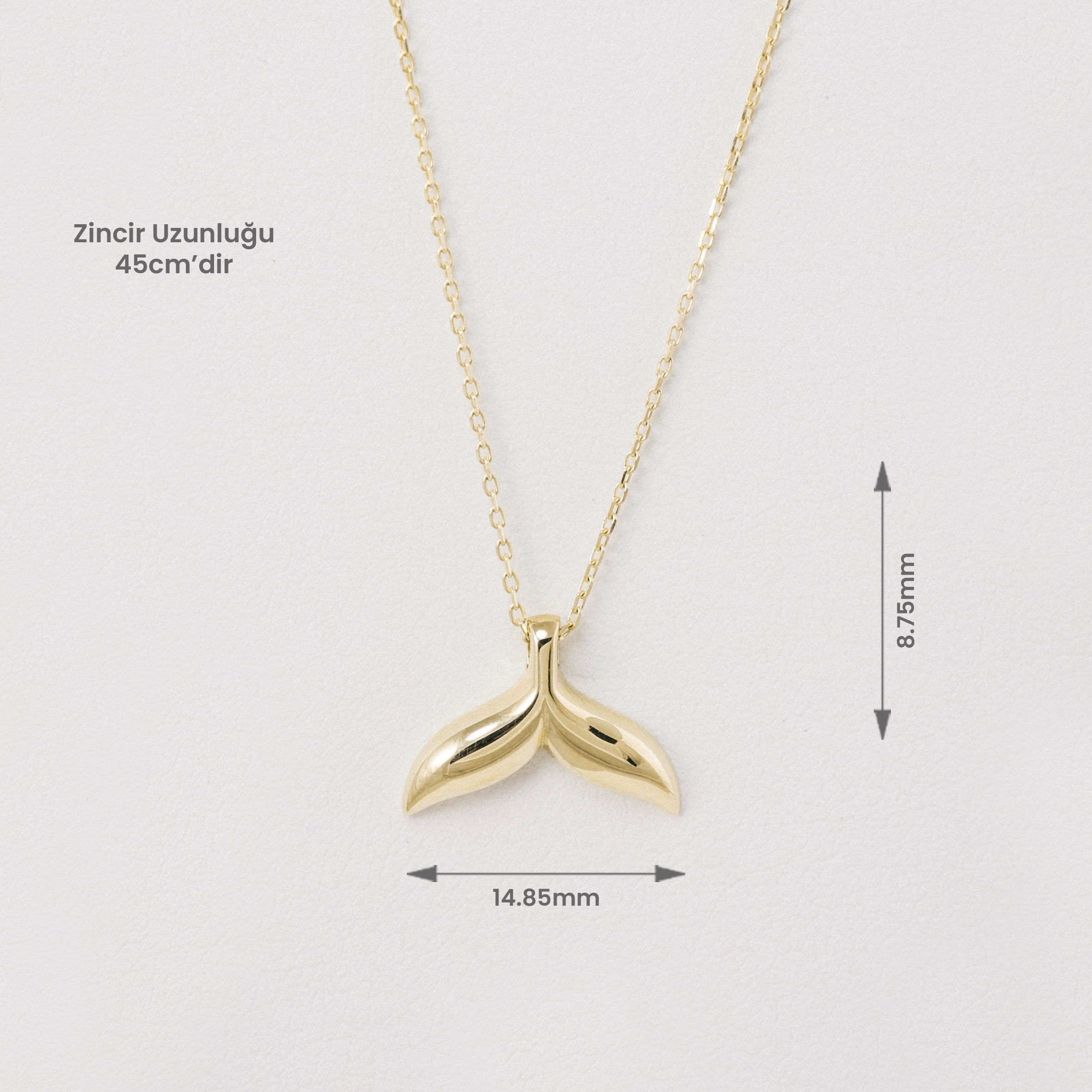14 Ayar Altın Balina Kuyruğu Kolye