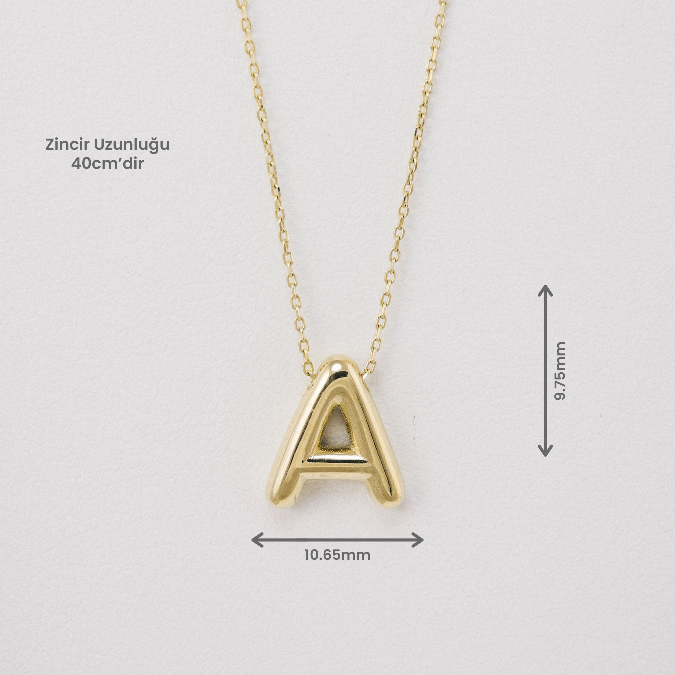 14 Ayar Altın Balon A Harfi Kolye