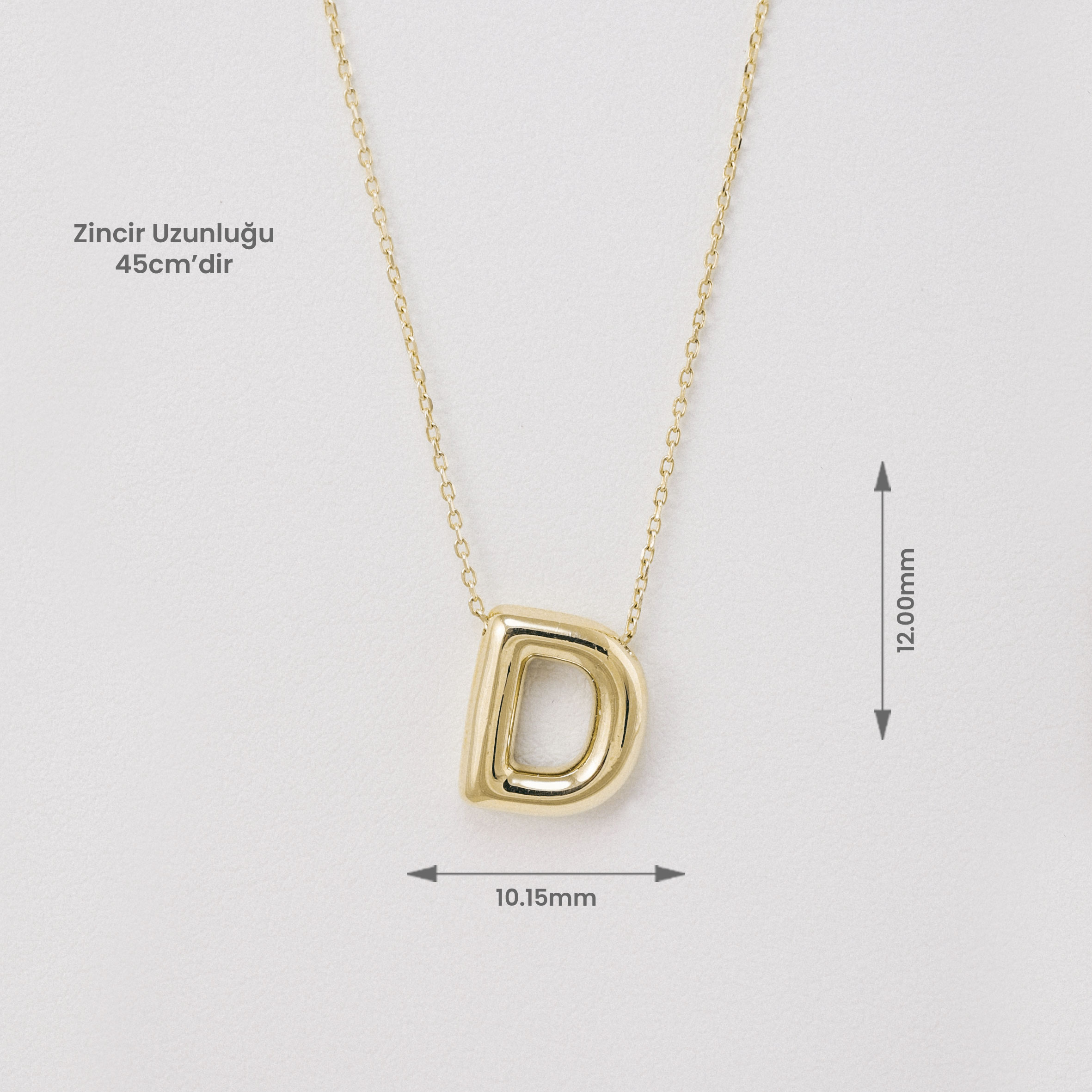 Kolyeler 14 Ayar Altın Balon D Harfi Kolye