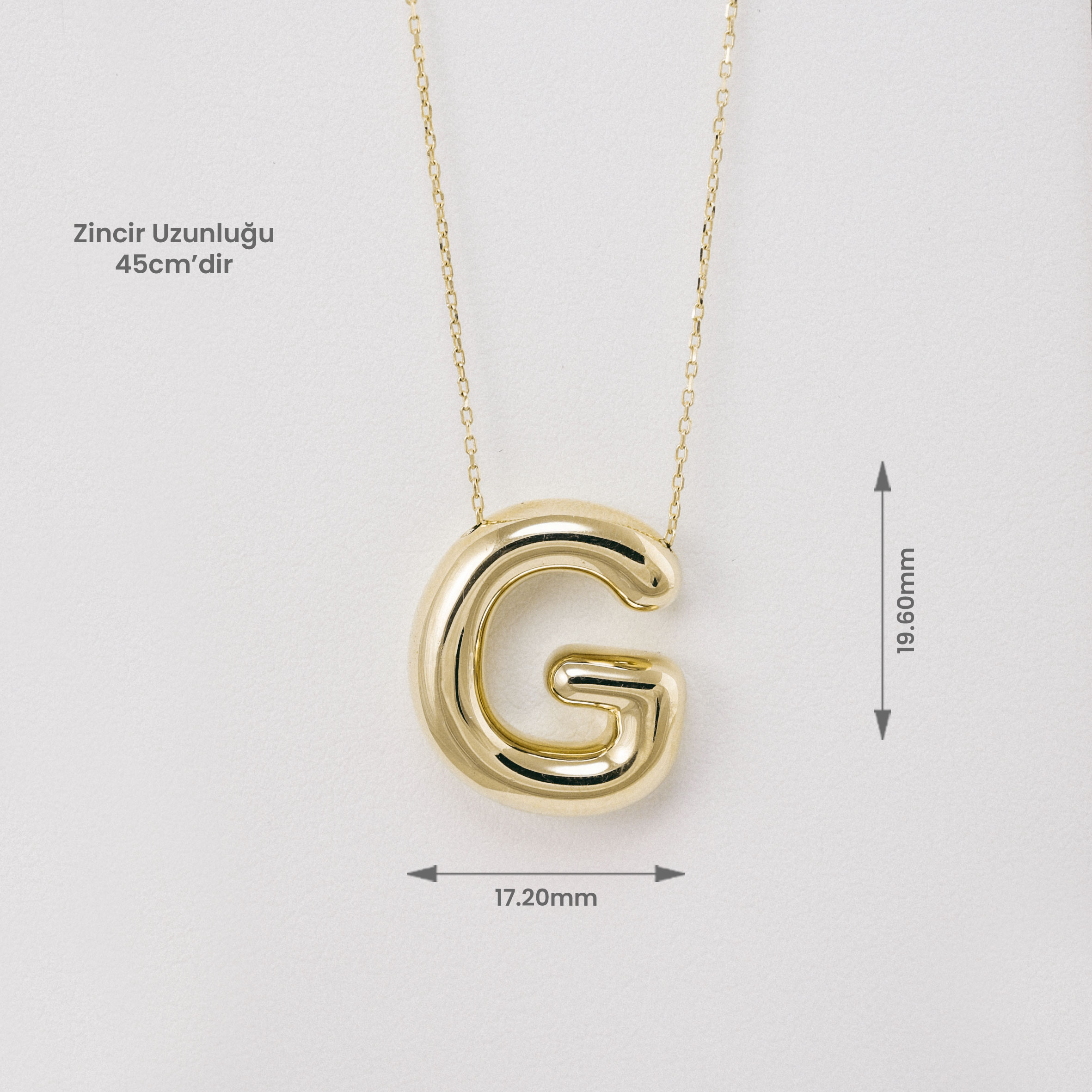 14 Ayar Altın Balon G Harfi Kolye