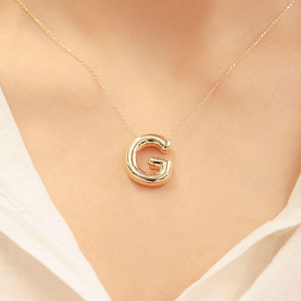 14 Ayar Altın Balon G Harfi Kolye