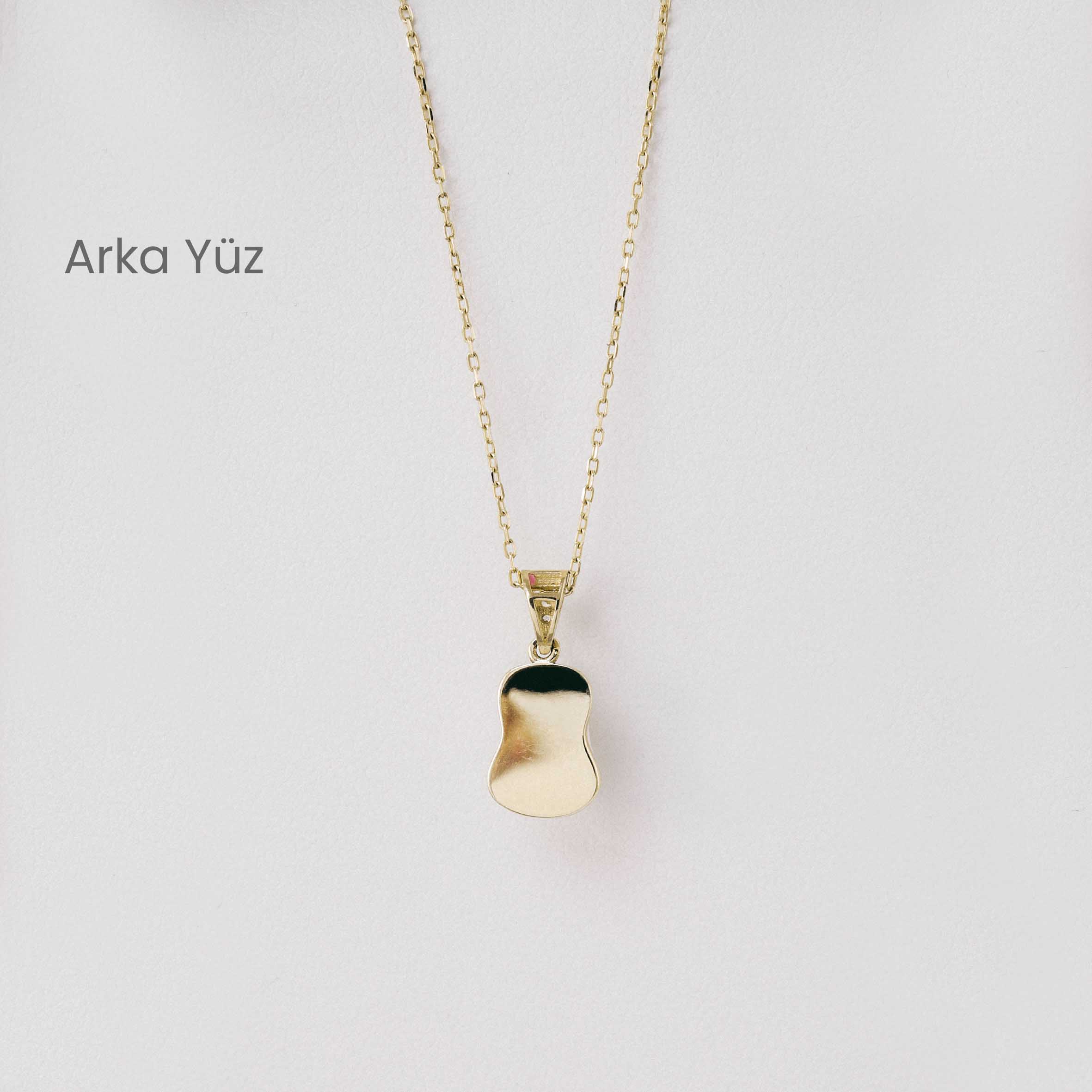 14 Ayar Altın Beyaz Mine Bebek Ayakkabısı (Kapunya) Kolye