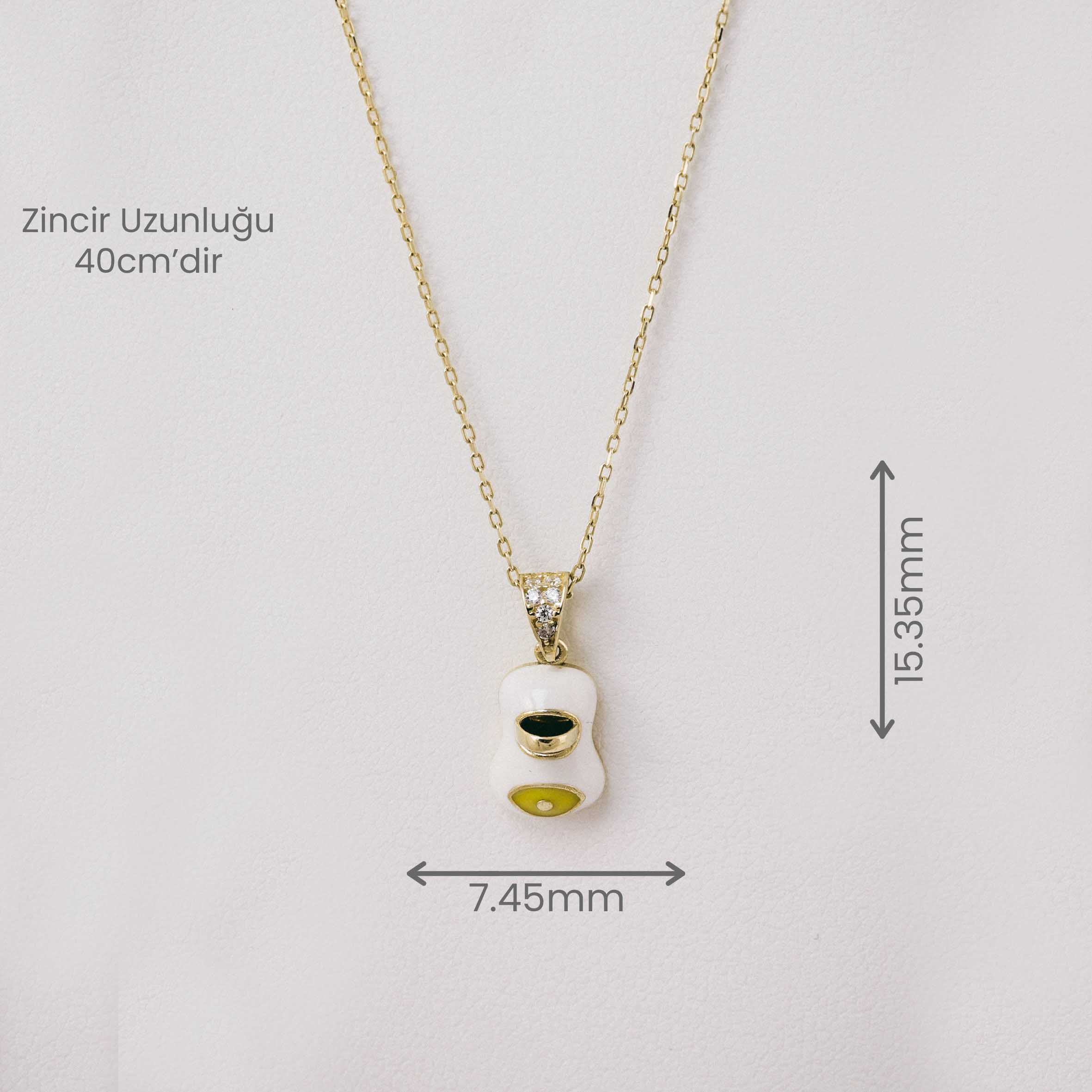 14 Ayar Altın Beyaz Mine Bebek Ayakkabısı (Kapunya) Kolye