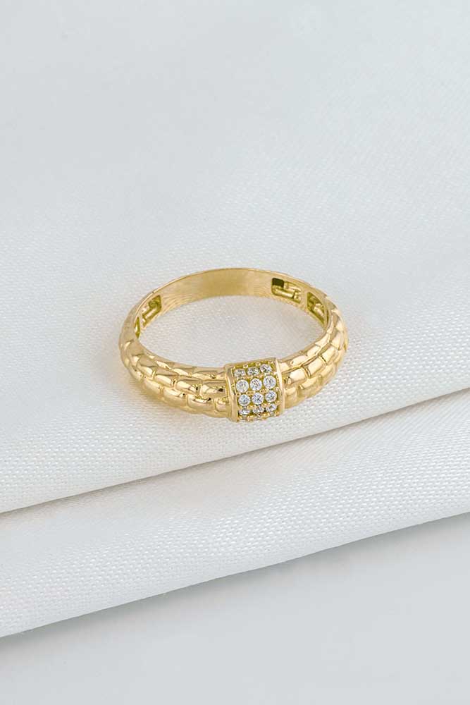 Yüzükler 14 Ayar Altın Bombeli Taşlı Yüzük