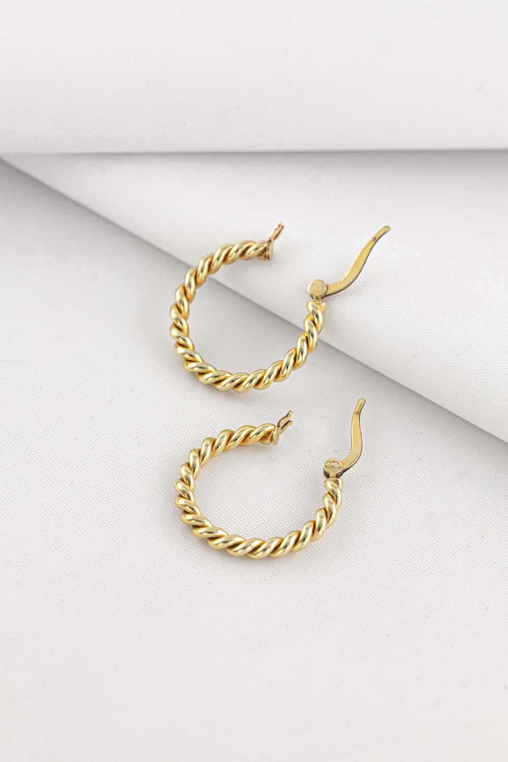 14 Ayar Altın Burgu Halka Küpe