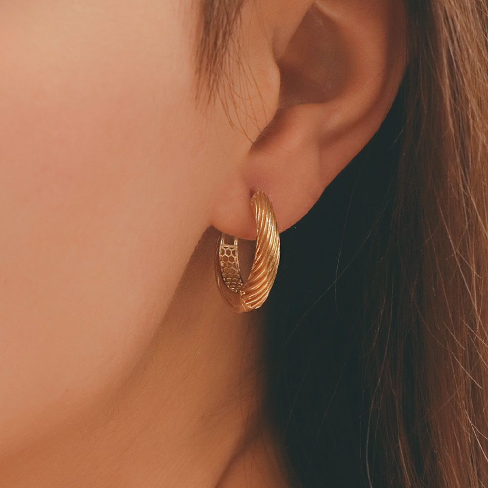 14 Ayar Altın Burgulu Halka Küpe