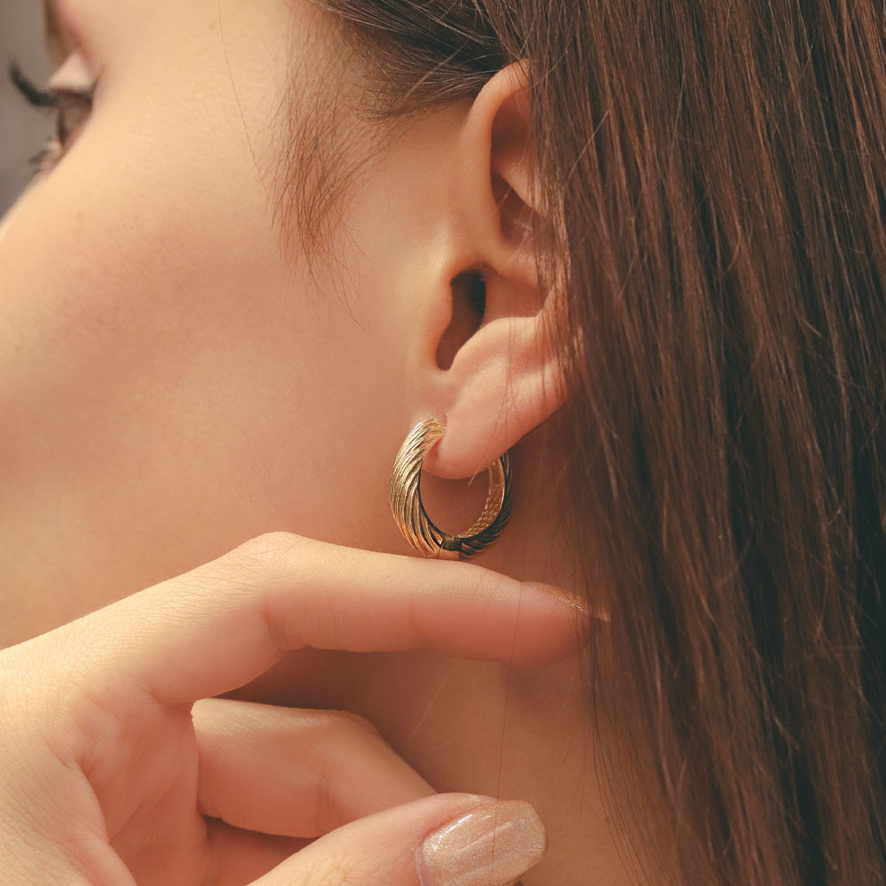 14 Ayar Altın Burgulu Halka Küpe