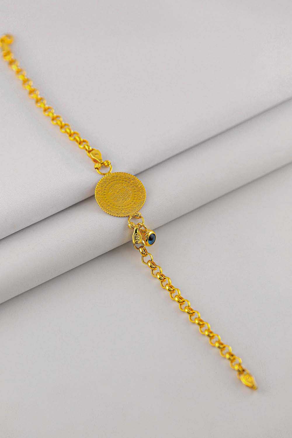 14 Ayar Altın Burma Zincirli Çeyrekli Bileklik ( ÇEYREK DAHİL DEĞİLDİR )