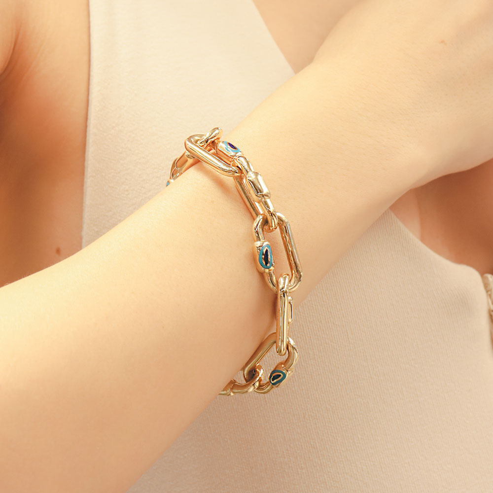 Cetaş Bileklik 14 Ayar Altın CETAŞ Ataç Model Mineli Bileklik