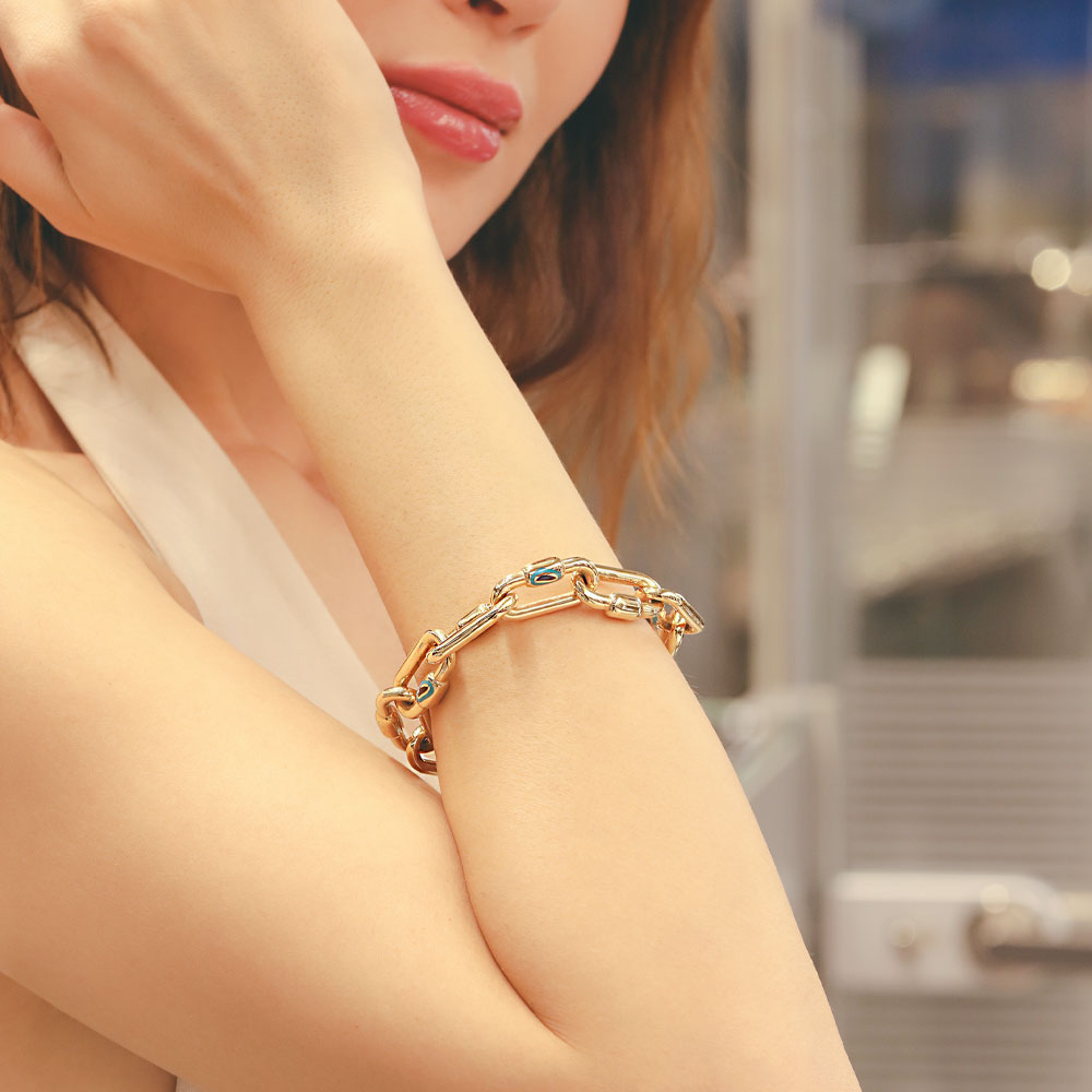 Cetaş Bileklik 14 Ayar Altın CETAŞ Ataç Model Mineli Bileklik