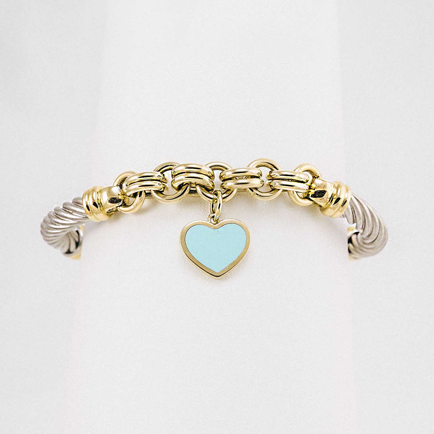 14 Ayar Altın Kalp Charm Cetaş Bileklik 