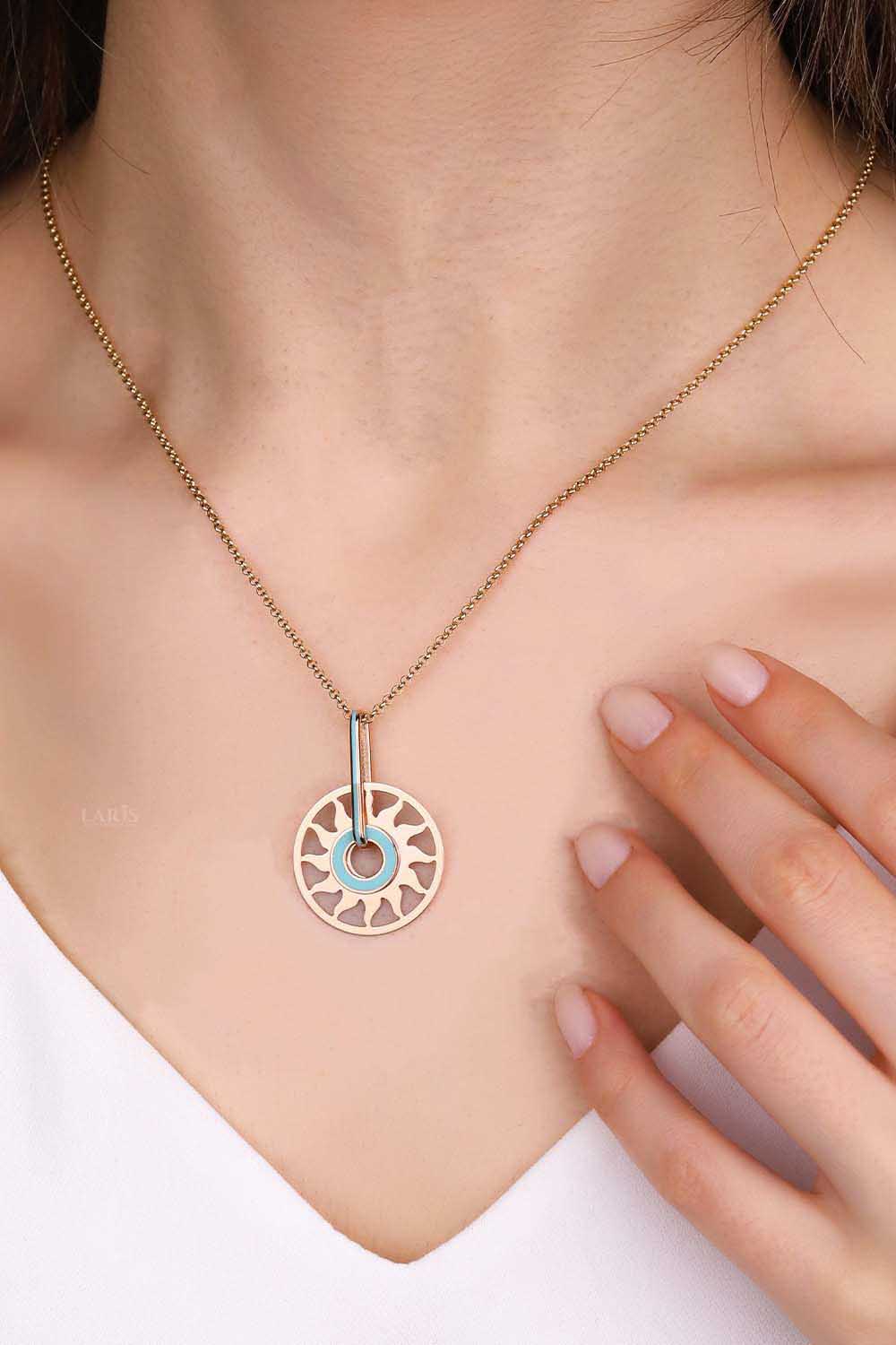 Zincir Kolye 14 Ayar Altın Cetaş Güneş Mineli Zincir Kolye