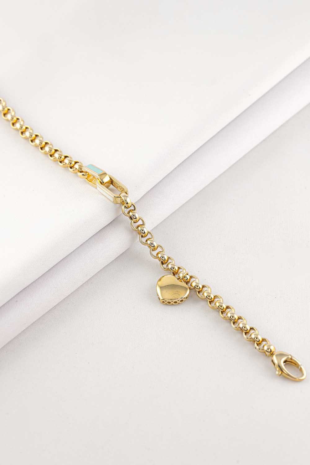 Cetaş Bileklik 14 Ayar Altın Cetaş Kalpli Charm Bileklik