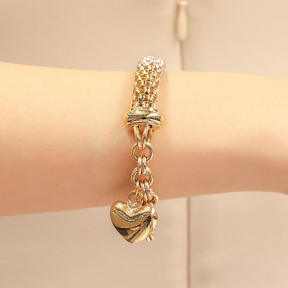 14 Ayar Altın CETAŞ Kalpli Tasarım Bileklik