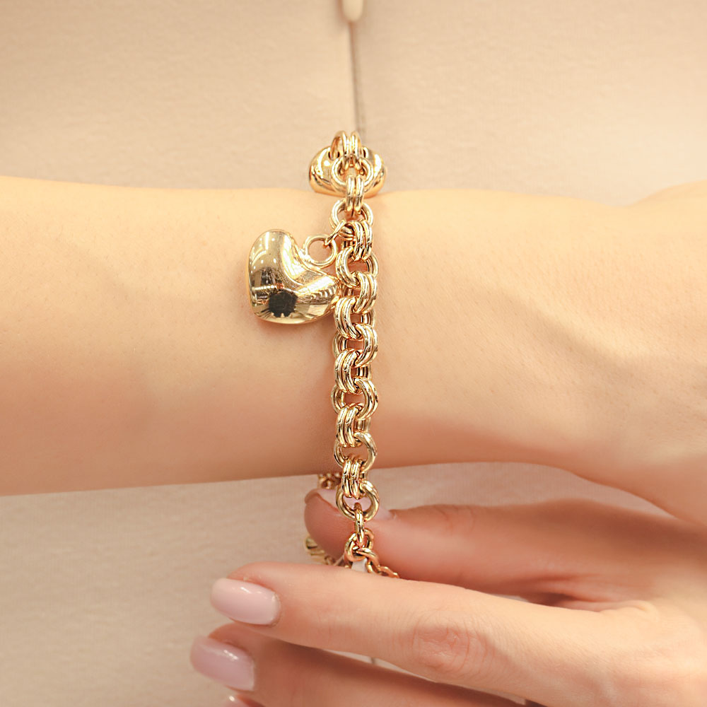 14 Ayar Altın CETAŞ Kalpli Tasarım Bileklik