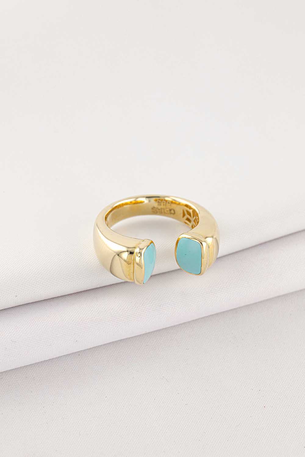 Cetaş Yüzük 14 Ayar Altın Cetaş Mavi Mineli Yüzük