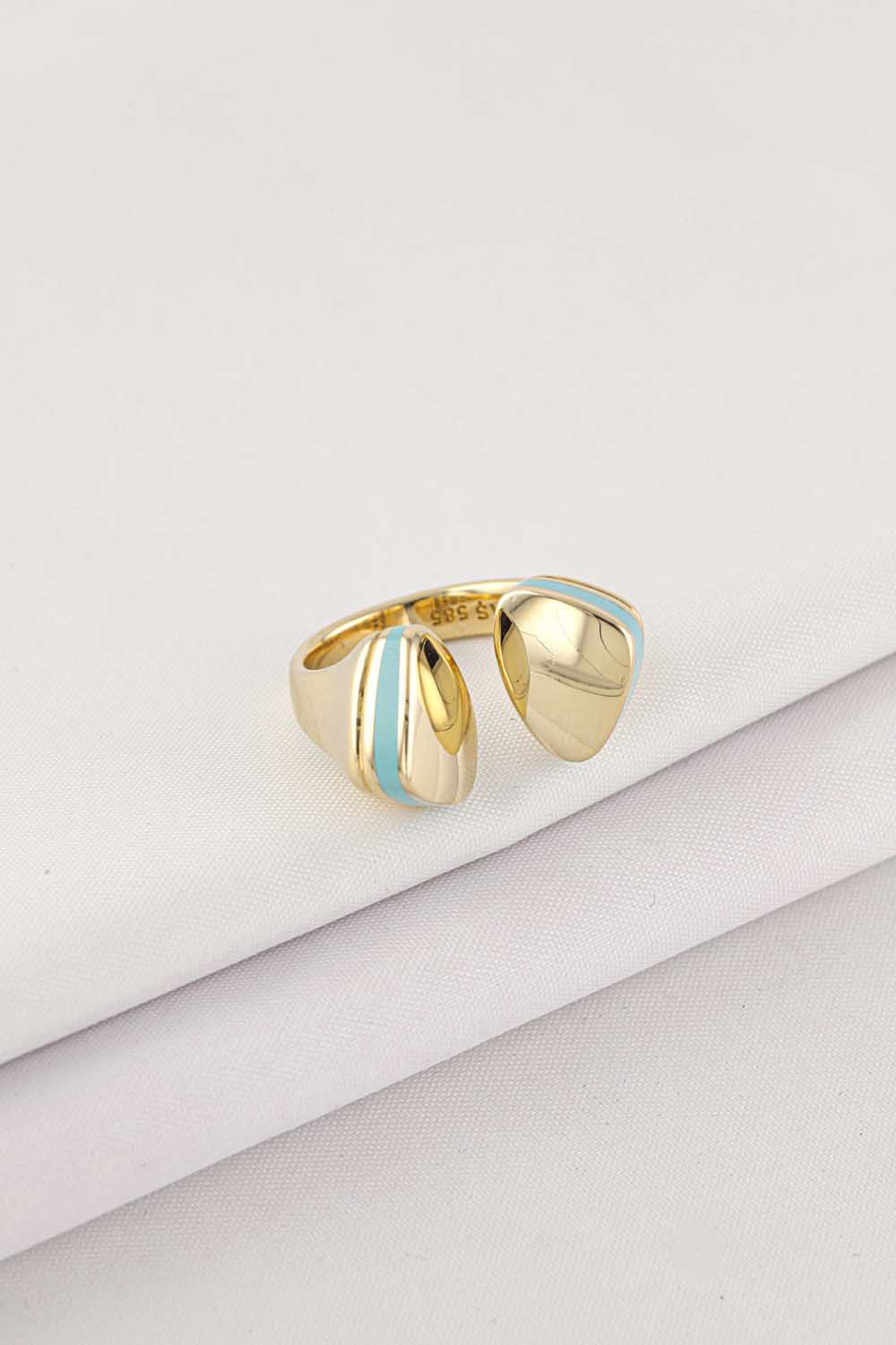 Cetaş Yüzük 14 Ayar Altın Cetaş Mavi Mineli Yüzük