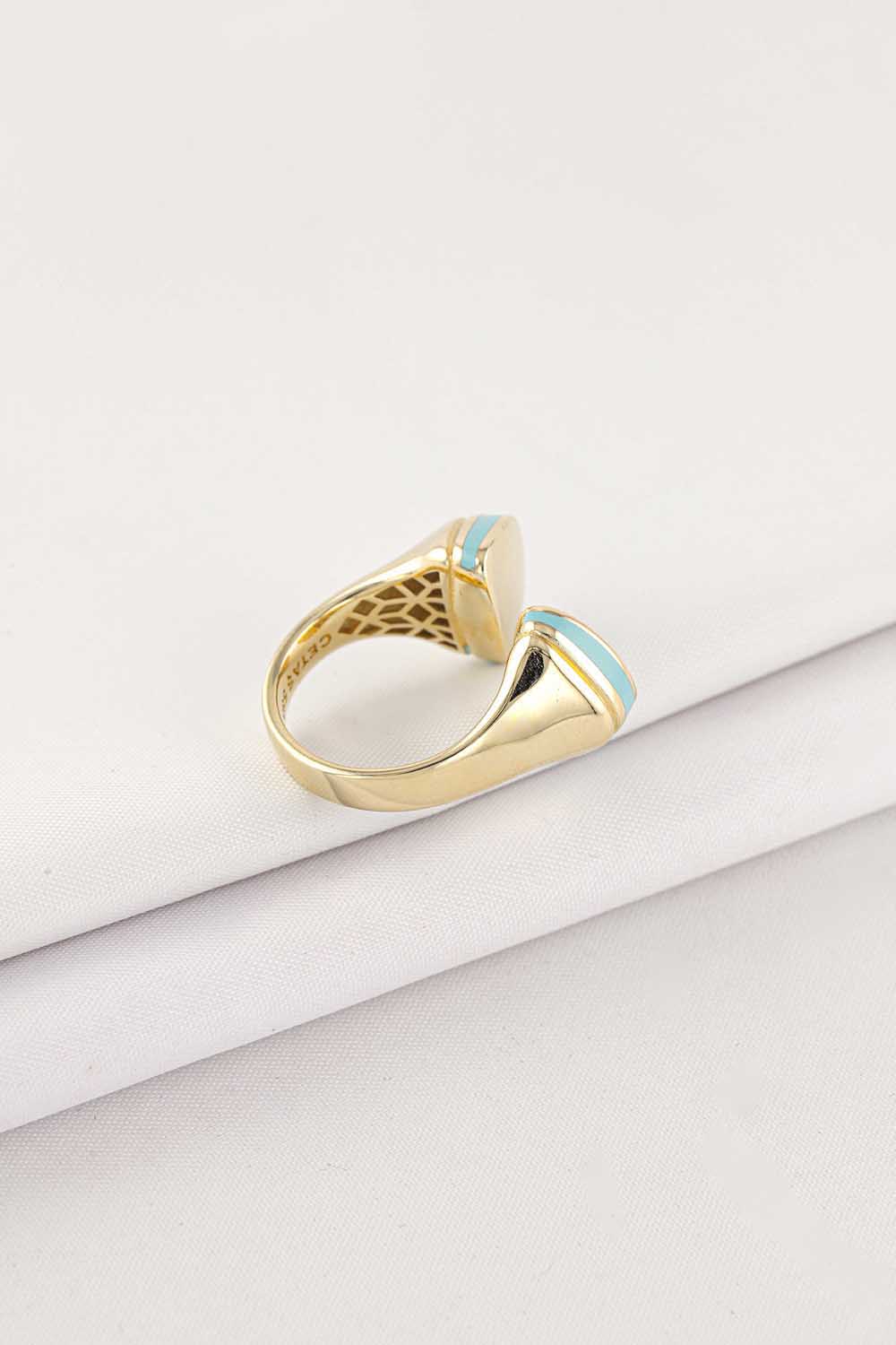 Cetaş Yüzük 14 Ayar Altın Cetaş Mavi Mineli Yüzük