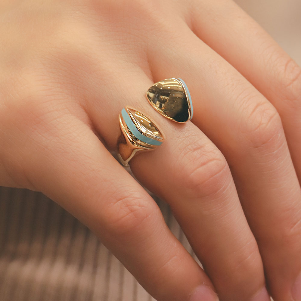 Cetaş Yüzük 14 Ayar Altın Cetaş Mavi Mineli Yüzük