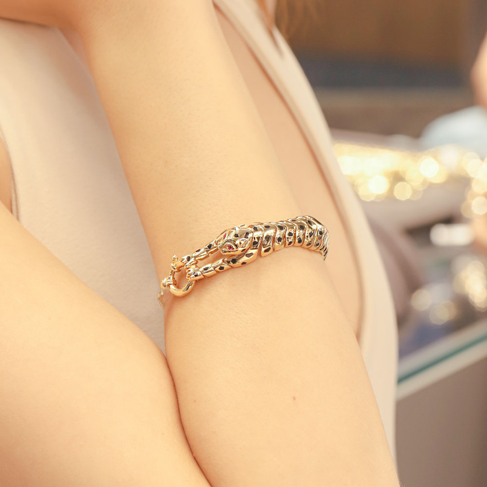 14 Ayar Altın Cetaş Panter Figürlü Bileklik