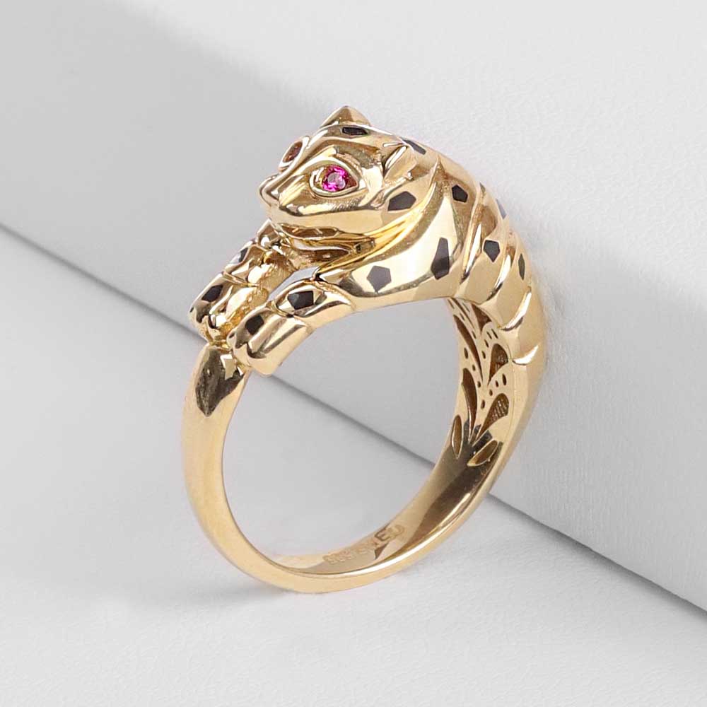 Cetaş Yüzük 14 Ayar Altın Cetaş Panter Yüzük