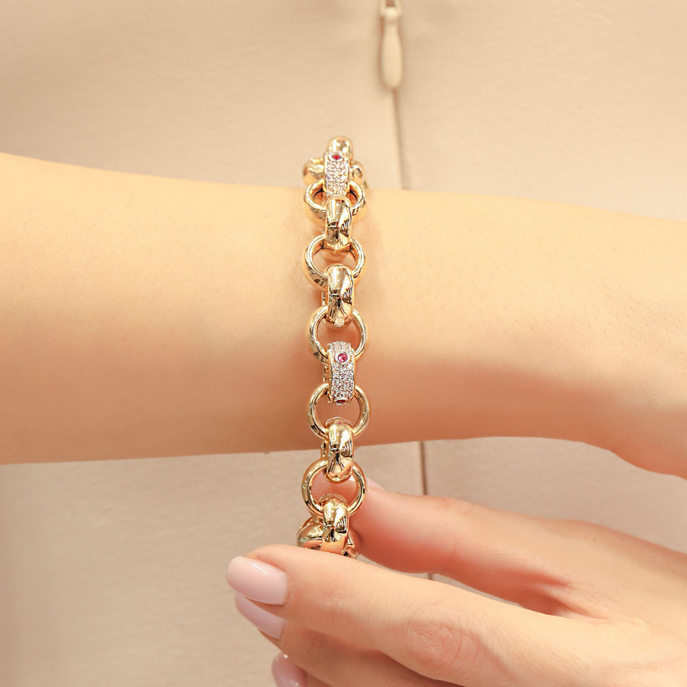 14 Ayar Altın Cetaş Yakut Taşlı Halka Bileklik