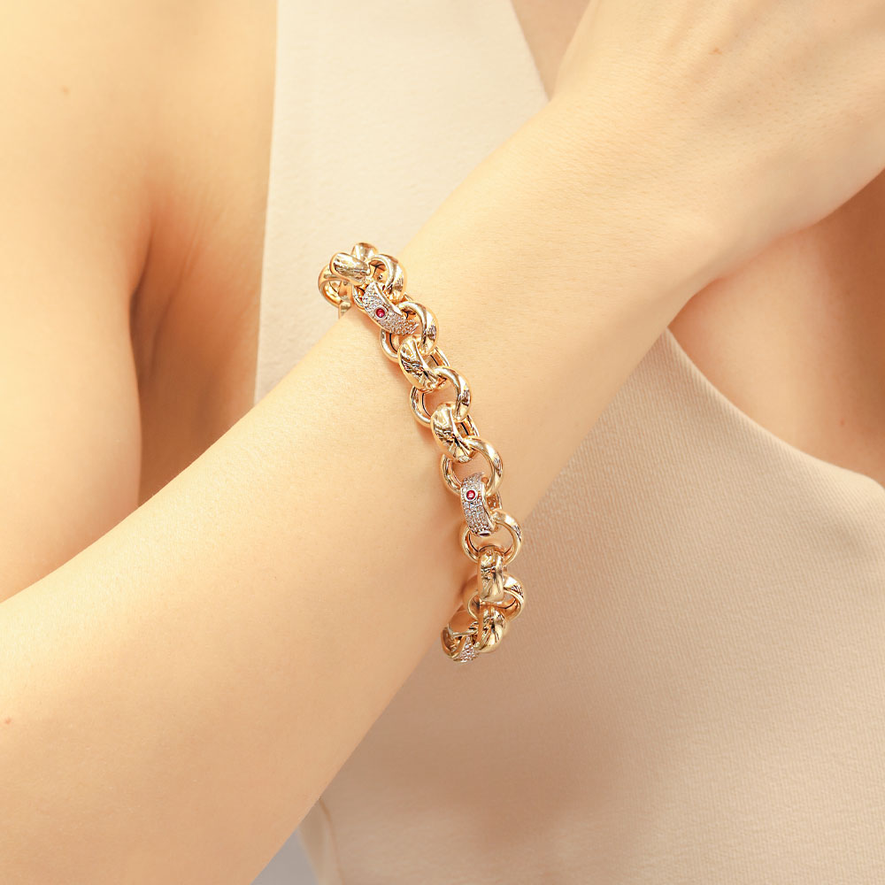 14 Ayar Altın Cetaş Yakut Taşlı Halka Bileklik