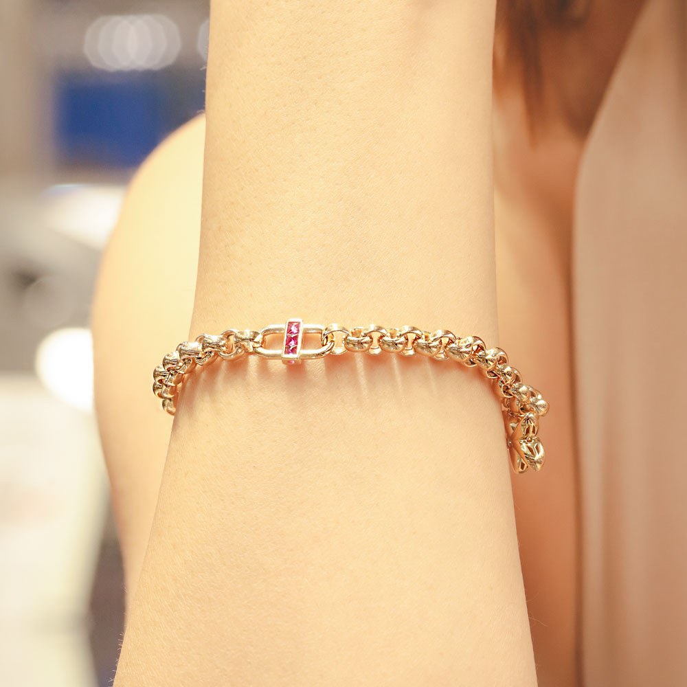 Figürlü Bileklik 14 Ayar Altın Cetaş Yakut Taşlı Yıldız Figürlü Bileklik