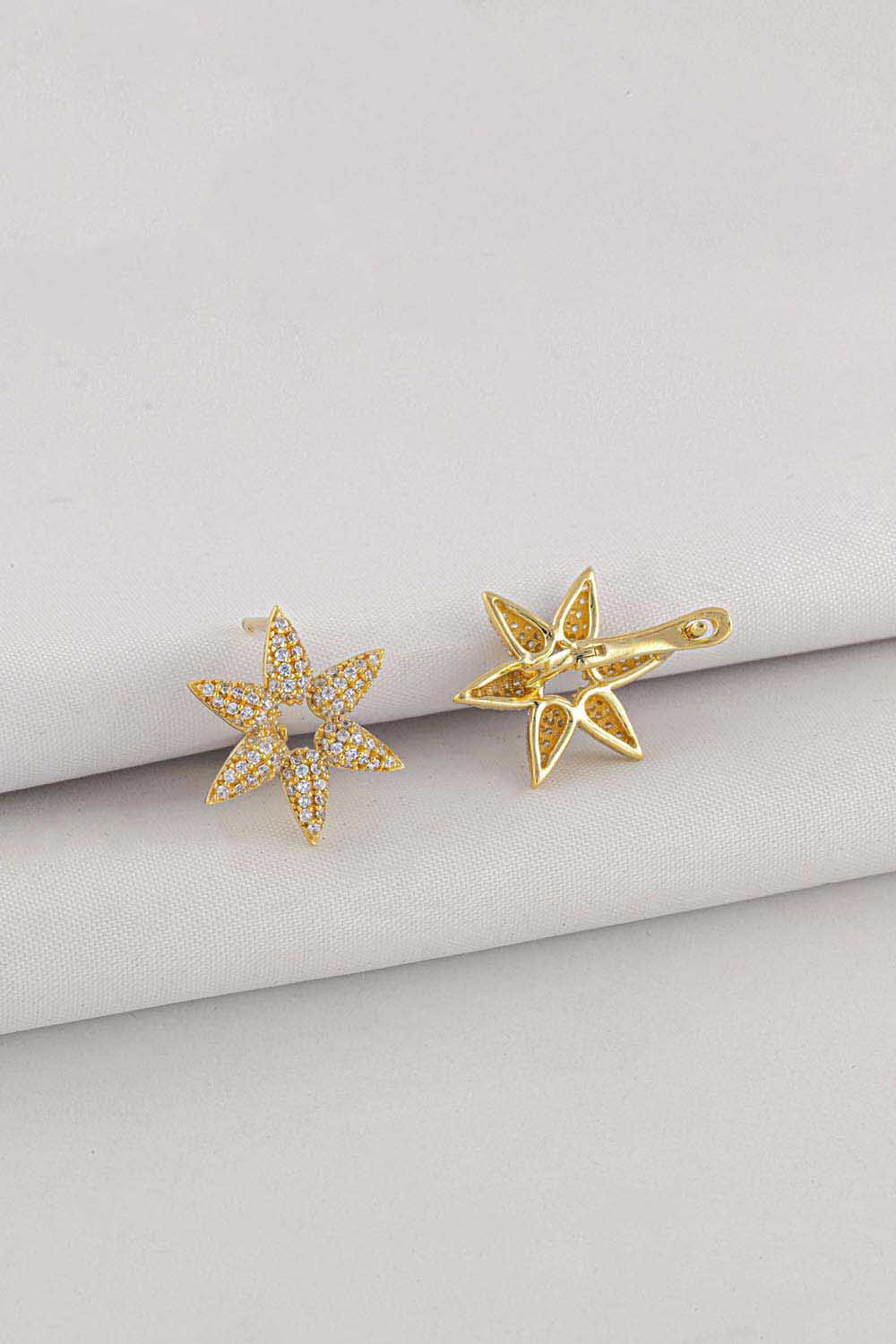 14 Ayar Altın Çiçek Küpe 