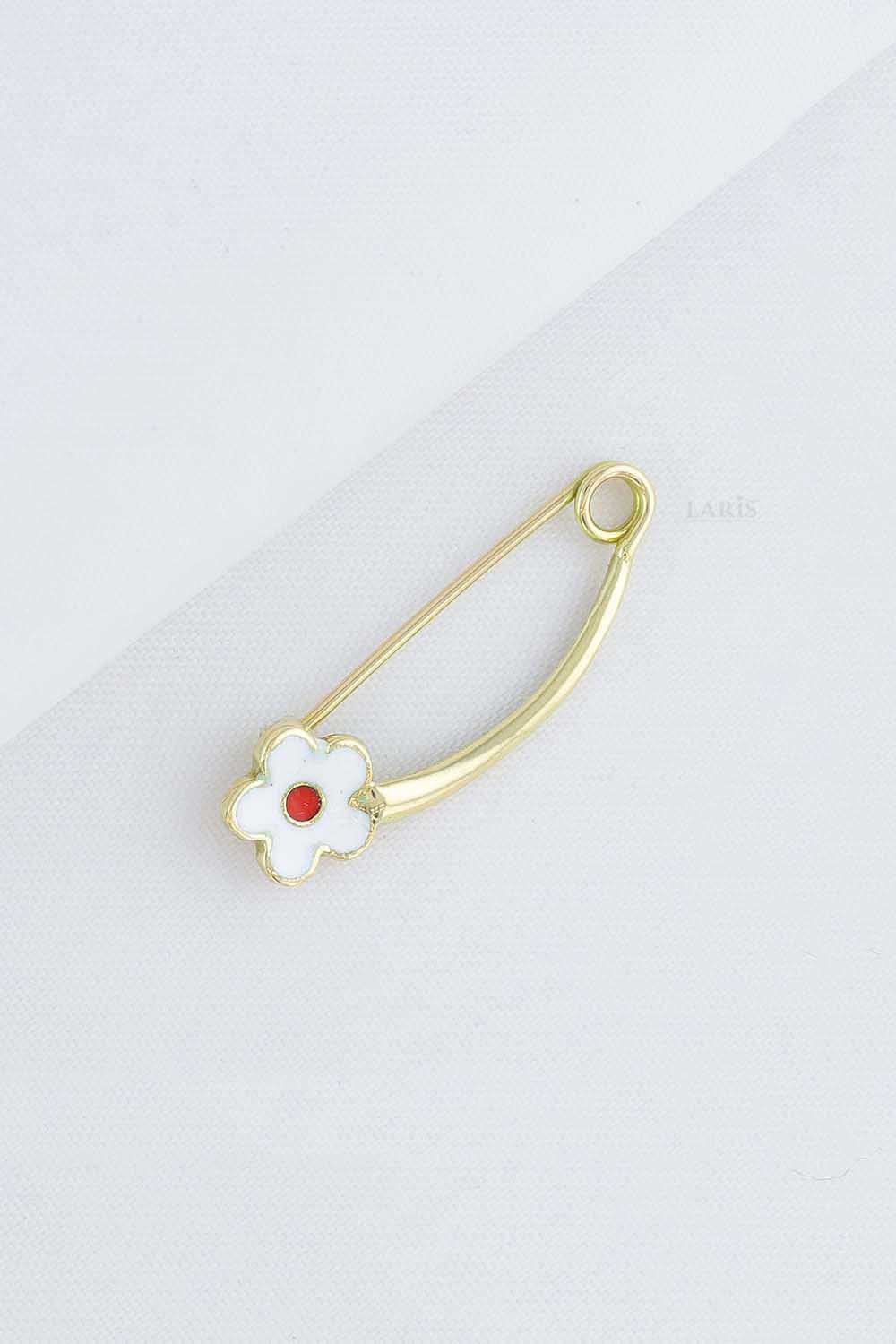 Çatal İğne 14 Ayar Altın Çocuk Çiçek Çatal İğne