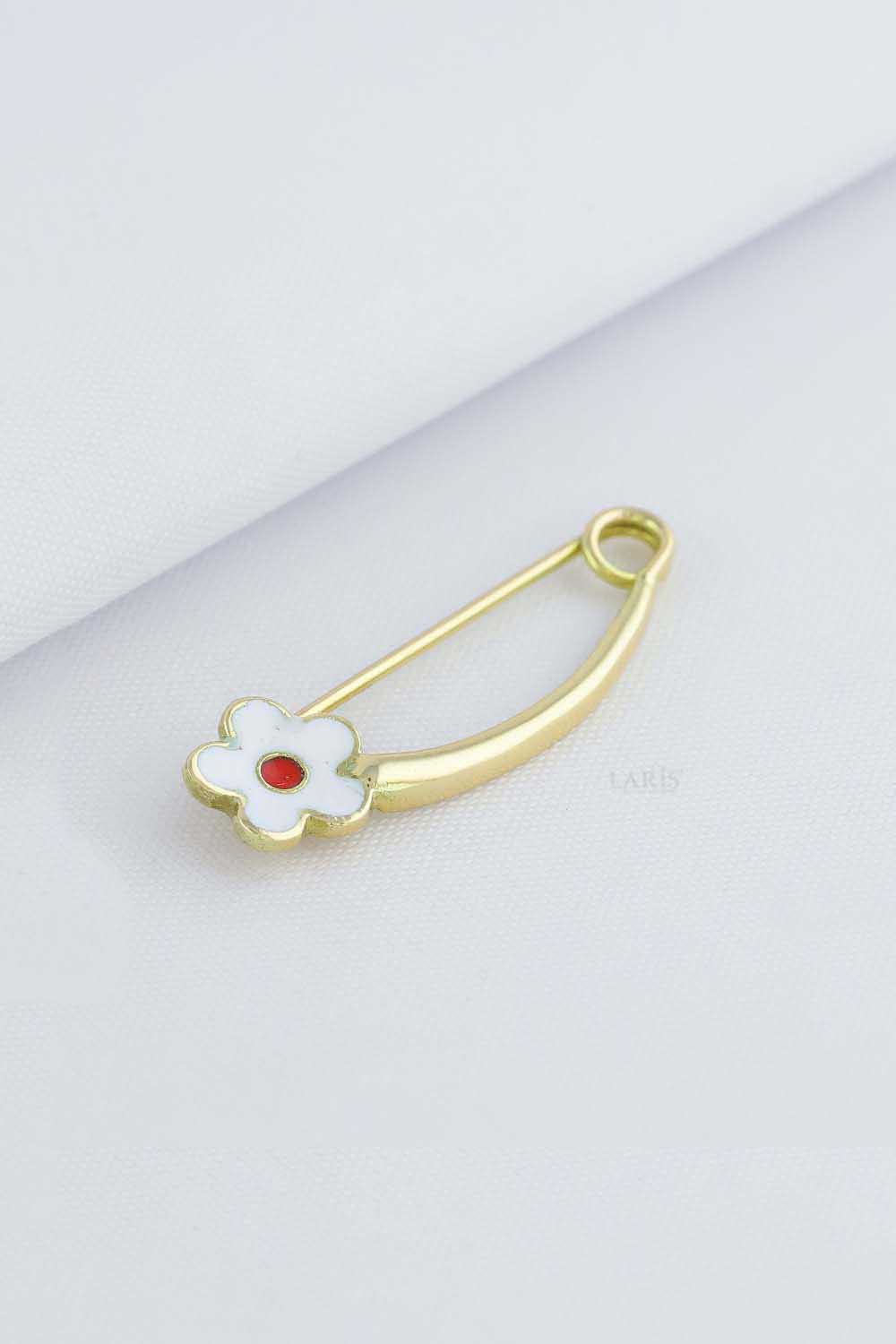 Çatal İğne 14 Ayar Altın Çocuk Çiçek Çatal İğne